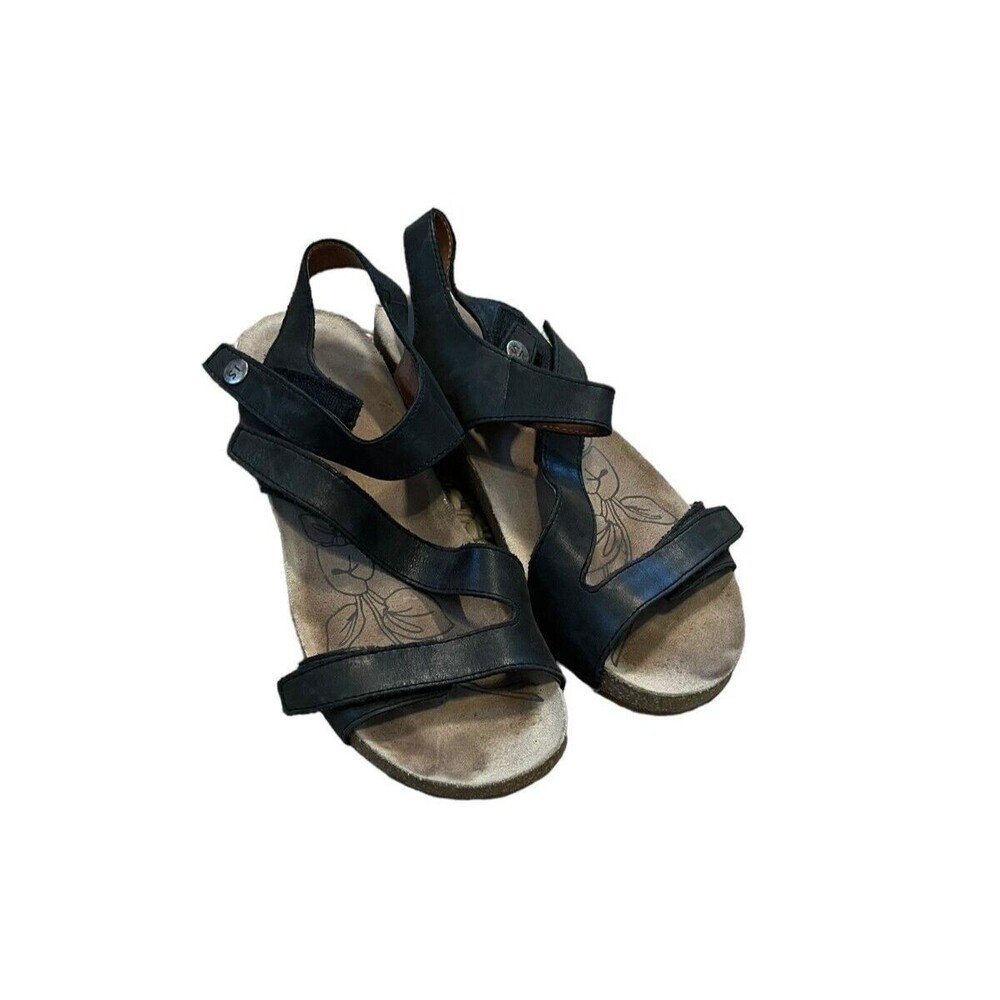 Josef Seibel Tonga 25 Strappy Leather Sandals Size 41/9.5-10 Comfort Cork Sole - Picture 2 of 11